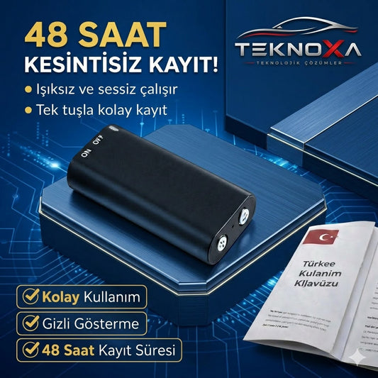 Teknoxa  Mini Dijital Ses Kayıt Cihazı  32GB – 48 Saat Kesintisiz Kayıt, Taşınabilir